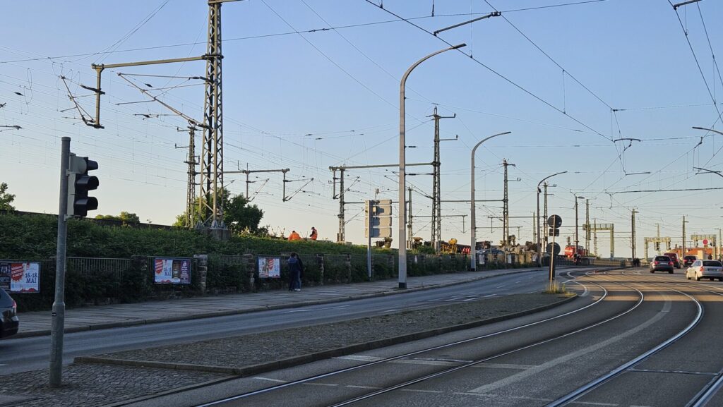 Gleisbauarbeiten am Bahnhof Mitte in Dresden