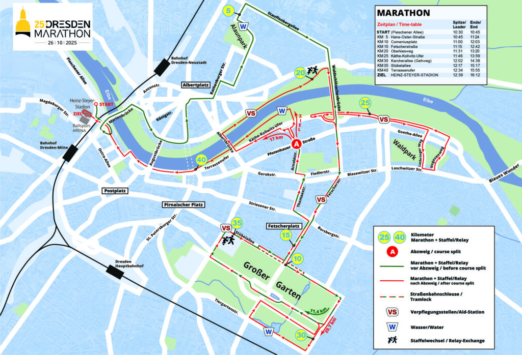 Marathonstrecke Dresden-Marathon 2025 Übersichtskarte