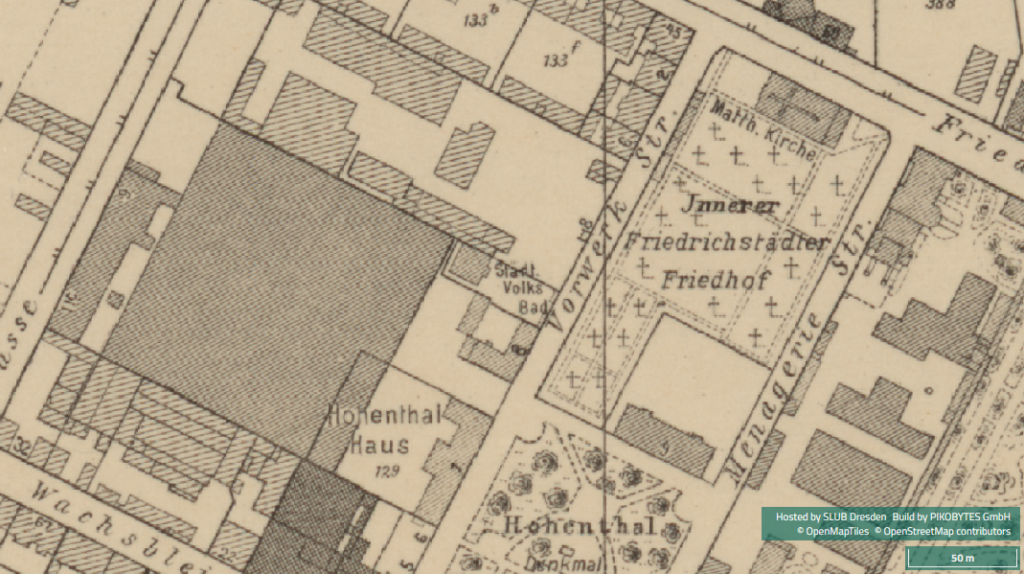 Kartenausschnitt Dresden 1911 Städtisches Volksbad Vorwerkstraße