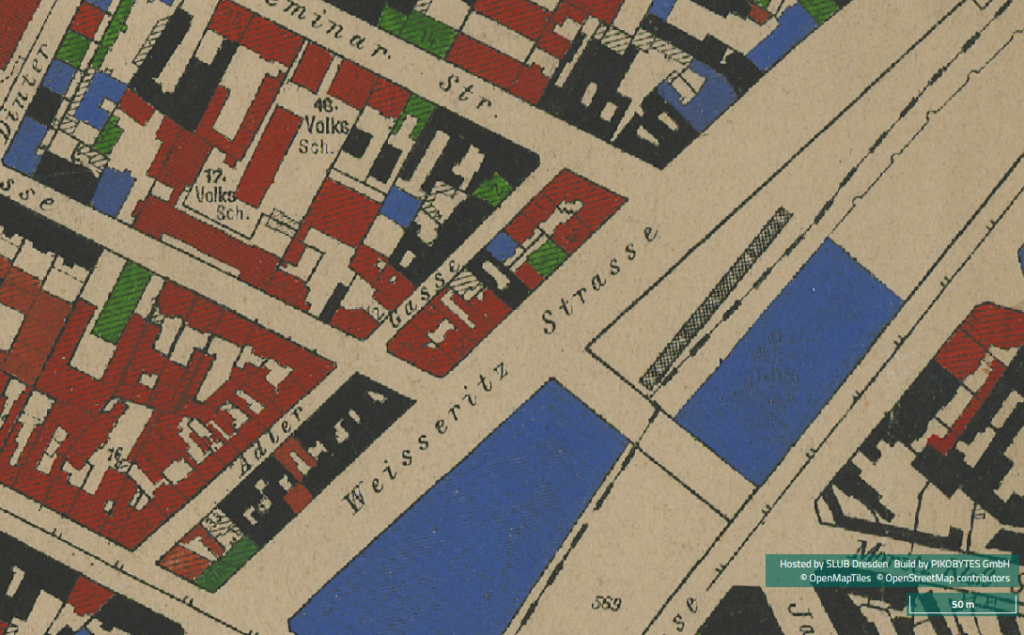 Kartenausschnitt Adlergasse 1945