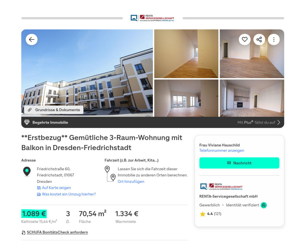 Ostravorwerk Screenshot Inserat 2-Raum-Wohnung für 1.334 € Warmmiete