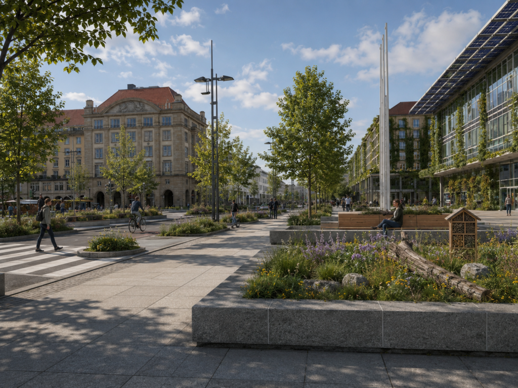 So könnte der Kulturpalast-Vorplatz grüner werden